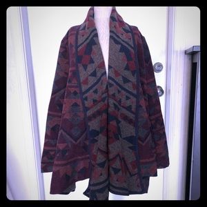 Aztec print geometrical style Poncho-Small